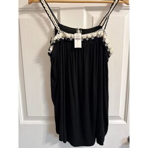 Gap Women Medium Tall Black Crochet Trim Camisole Tank Top 320446-03-1 NWT